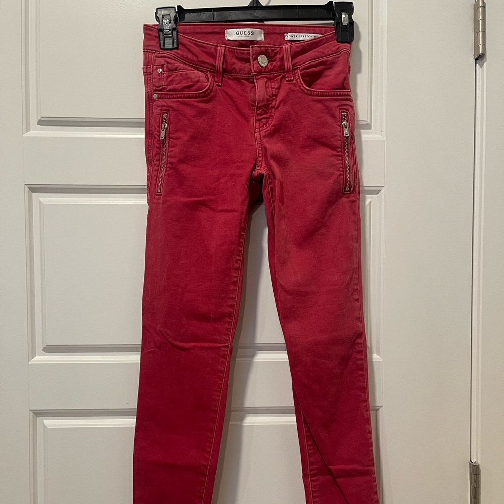 Guess jeans size 23. Worn once. Red denim